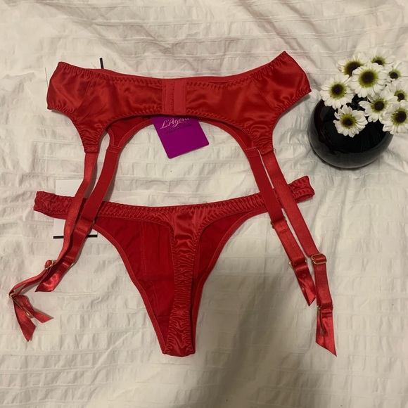 AP L’Agent satin Danita garter belt and thong set - Picture 6 of 6